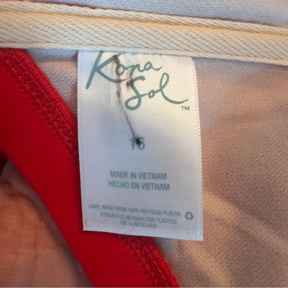 Kona Sol‎ Red Strapless U-Wire One Piece Swimsuit Size 16 NWOT